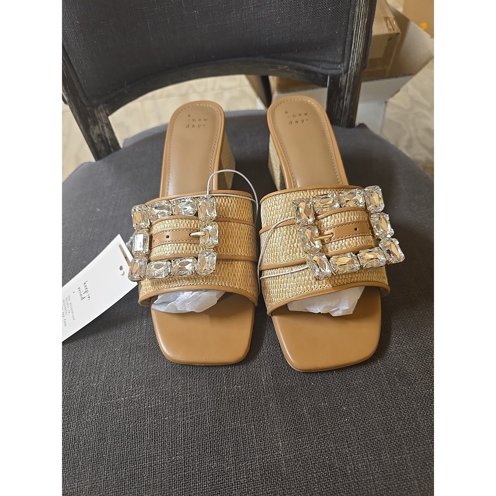 Women's A New Day 8.5 Kathleen Ornamented Block Heels Memory Foam Insole